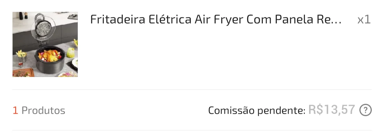 Registro de venda com comissão pendente