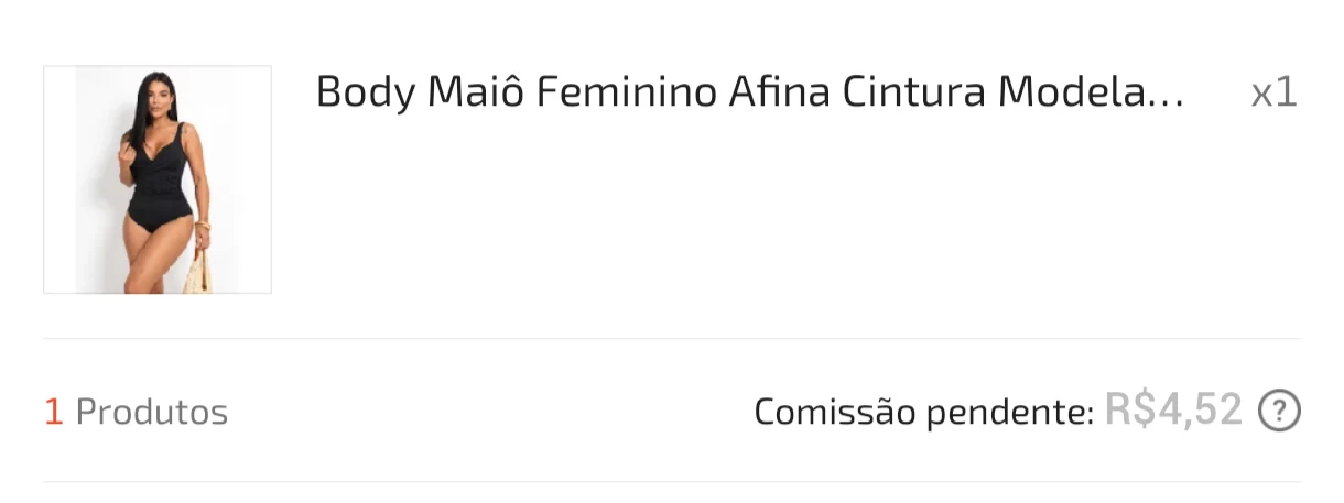 Registro de venda com comissão pendente