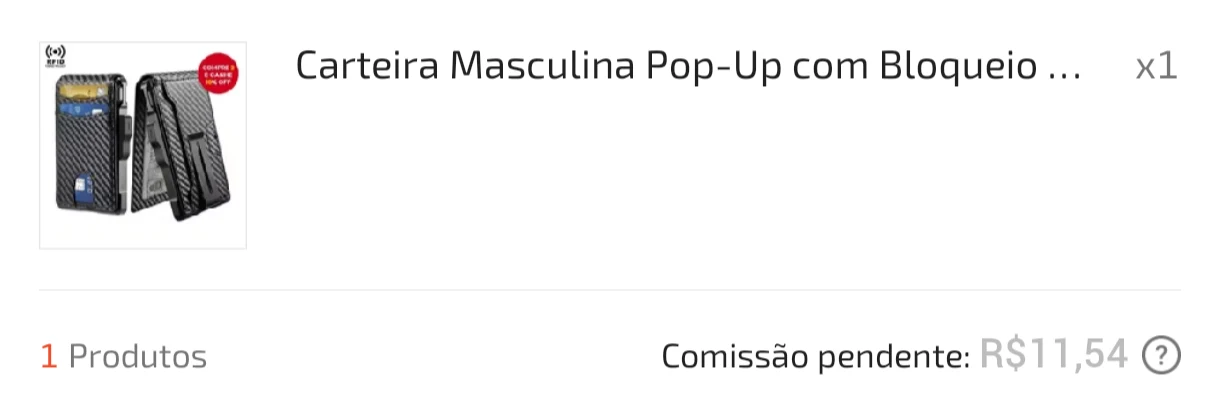 Registro de venda com comissão pendente